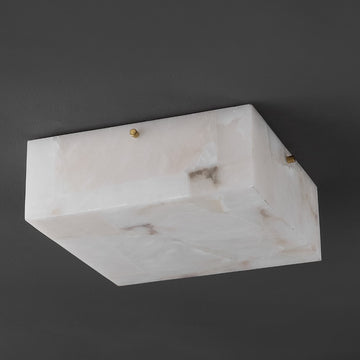 Giulia 13" 2-Light Modern Contemporary Alabaster/Iron Square LED Flush Mount - JONATHAN Y